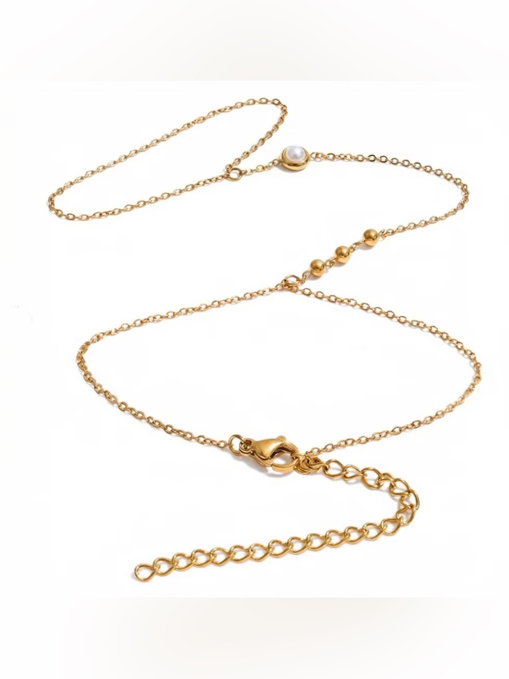 Sara Sotti Faux Pearl On Gold Tone Stainless Steel Hand Chain